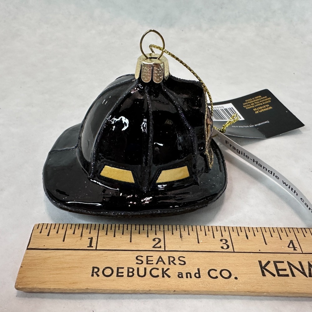 Fire Fighter Christmas Ornament Set of 3 Fire Truck Helmet Fireman Captain NEW - Picture 10 of 16